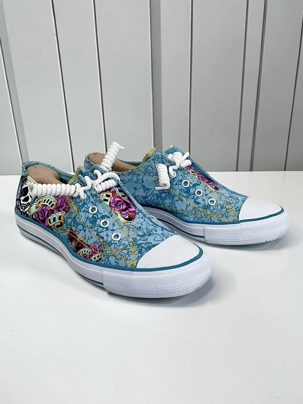 AirWalk Tattoo-Inspired Attitude Graphic Low-Top Sneakers, Size 8.5